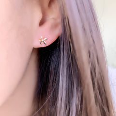 HIGH POLISH PLUMERIA POST EARRINGS ON EAR