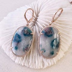 oval paraiba tourmaline leverback earrings in rose gold