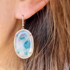 oval paraiba tourmaline leverback earrings in rose gold