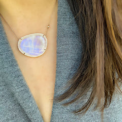 large rainbow moonstone necklace