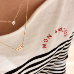 Personalized Diamond Initial Plaque Necklace