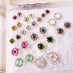 A selection of rosie post earrings in various sizes and colors