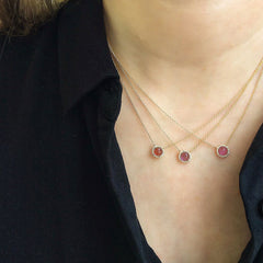 a trio of colored stone rosie necklaces