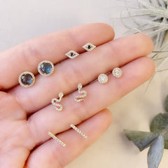 Petite diamond halo post earrings