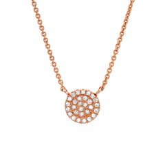 classic 6.5mm micropave diamond disc necklace