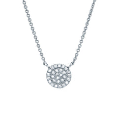 classic 6.5mm micropave diamond disc necklace