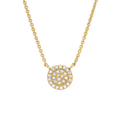 classic 6.5mm micropave diamond disc necklace