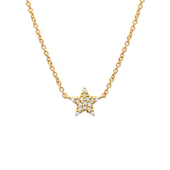 micropave diamond and gold star necklace 