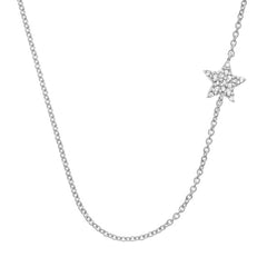 sideways star necklace with diamonds in white gold