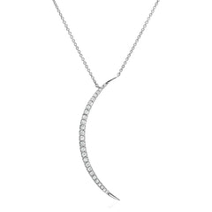 large crescent moon necklace with graduated sized diamonds