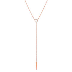 Open circle mini Y necklace in gold with diamonds