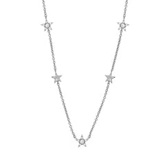 Stars by the yard petite necklace in 14k white gold with diamonds