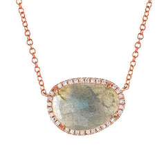 mini thumbprint colored stone necklace with gold and diamond halo