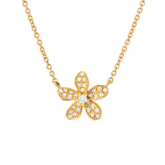 14k gold and diamond plumeria flower necklace