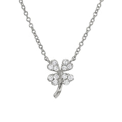 four leaf clover lucky charm necklace in 14k gold with diamonds