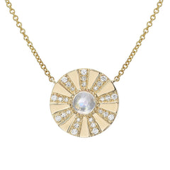 rainbow moonstone sun rays disc necklace