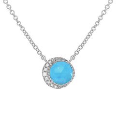 rose cut moon phase colored stone necklace in 14k solid gold and diamonds