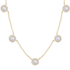 14k gold and diamond multi rosie rainbow moonstone necklace