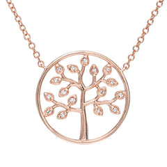 tree of life pendant in silhouette gold with diamonds