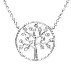 tree of life pendant in silhouette gold with diamonds