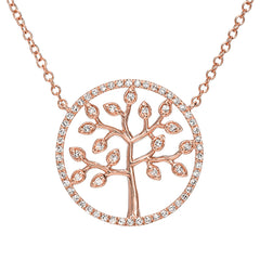 tree of life pendant in silhouette gold with diamonds