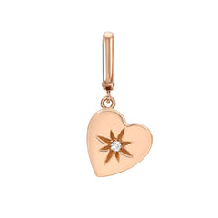 mini heart clip charm in solid 14k gold with diamond