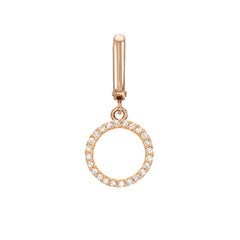 open circle clip charm in solid 14k gold with diamonds