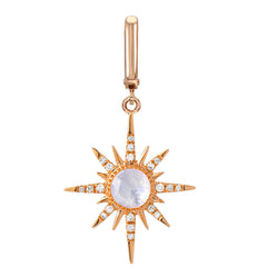 14k gold and diamond rainbow moonstone sunburst clip charm