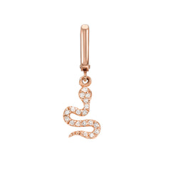 snake clip charm in 14k solid gold and diamonds