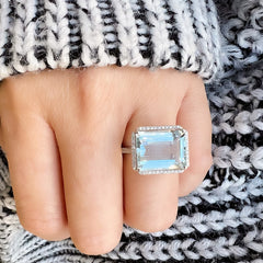 unique one of a kind aquamarine and diamond ring