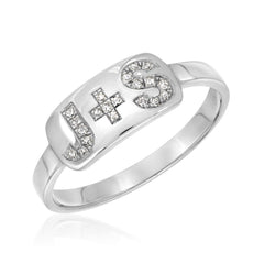 personalized initial plus initial plaque ring