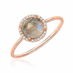 rosie 7.0mm labradorite and diamond ring in rose gold