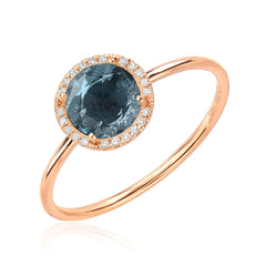 London blue topaz and diamond ring in 14k gold