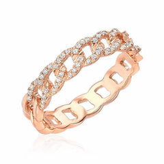 curb chain band in rose gold with diamonds