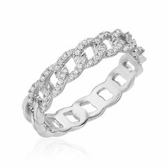 curb chain band in white gold with diamonds