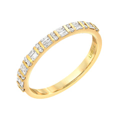 halfway band featuring two rows of alternating baguette and round diamonds