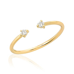 open ring with prong set diamond tips