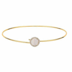 Rainbow moonstone and diamond rosie bangle in yellow gold