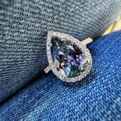 One of a Kind Teardrop Tanzanite Ring