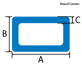 Round Cornered Aluminum Rectangular Tube cross section