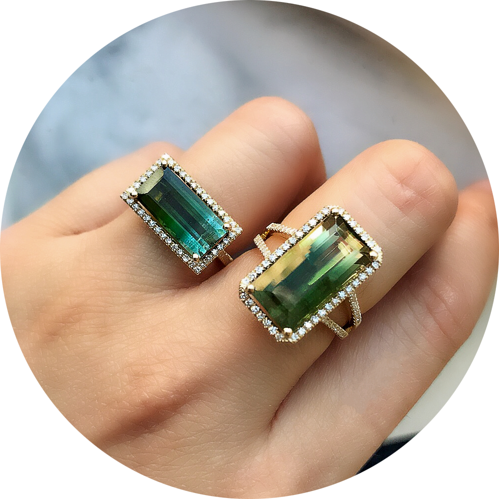 tourmaline rings on hand